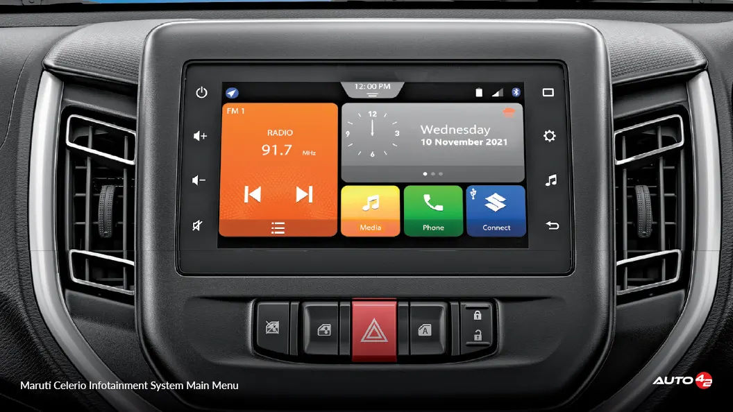 Maruti Celerio Infotainment System Main Menu