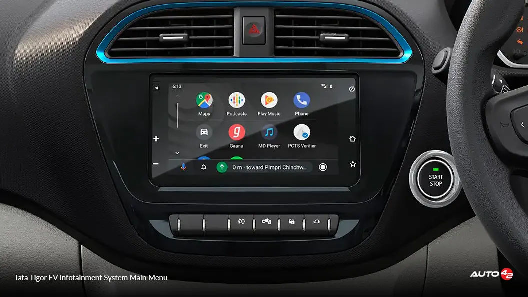 Tata Tigor EV Infotainment System Main Menu