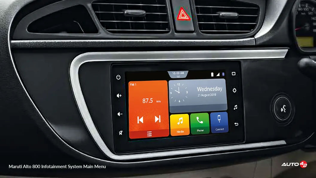 Maruti Alto 800 Infotainment System Main Menu