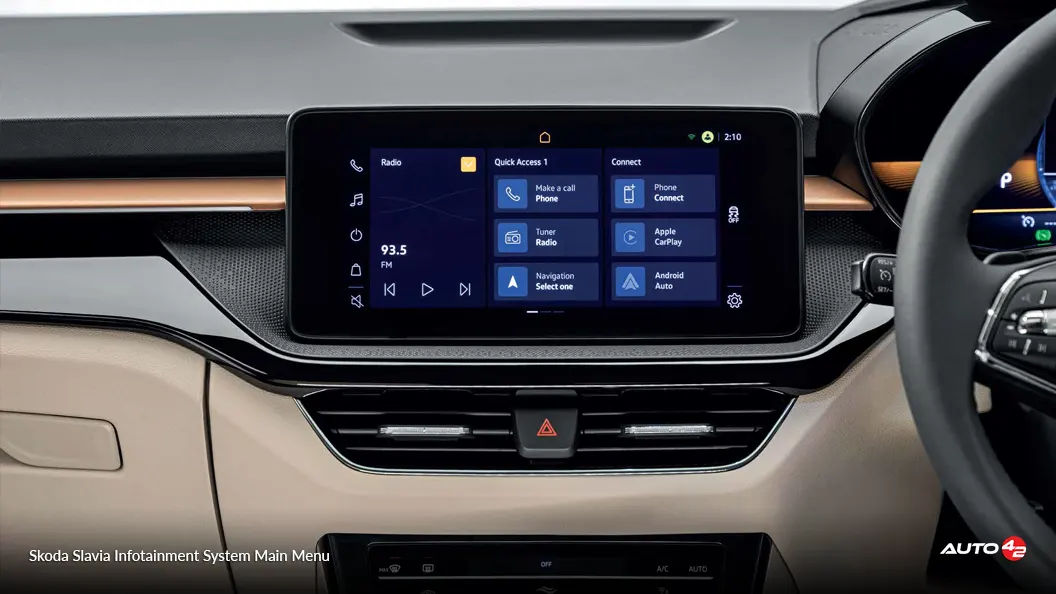 Skoda Slavia Infotainment System Main Menu