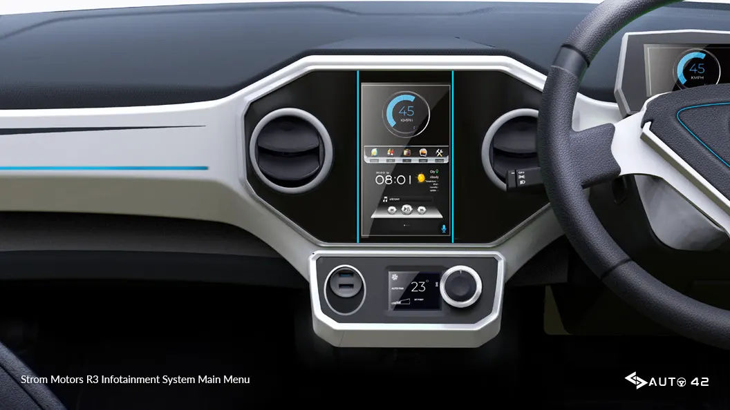 Strom Motors R3 Infotainment System Main Menu