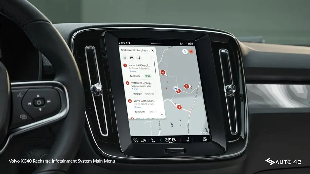 Volvo XC40 Recharge Infotainment System Main Menu