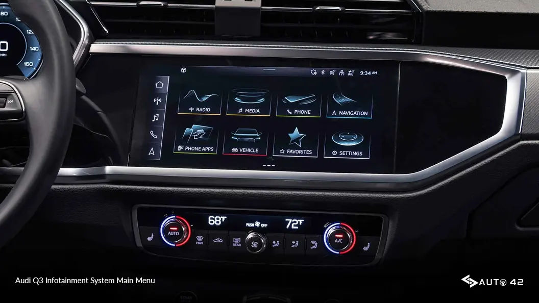 Audi Q3 Infotainment System Main Menu