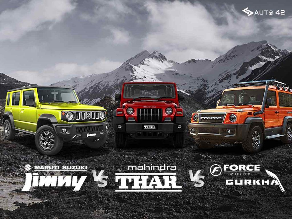 Maruti Jimny Vs Mahindra Thar Vs Force Gurkha