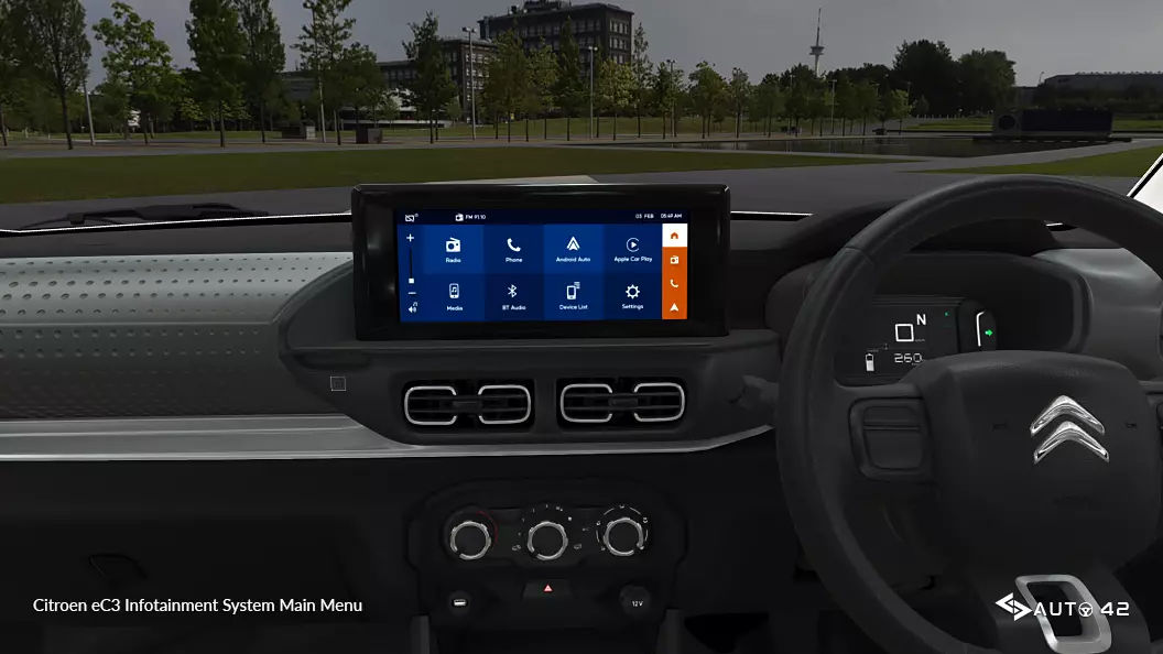 Citroen eC3 Infotainment System Main Menu